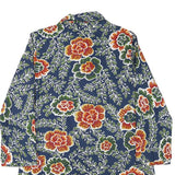 Womens Blue Floral Button Cotton Blend Jacket M Casual Patterned