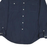 NAUTICA Mens Navy Blue Shirt L Cotton Blend Long Sleeve Button Up Casual