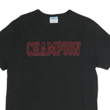 CHAMPION Mens Black Graphic T-Shirt M Short Sleeve Crew Neck Cotton