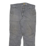 CARHARTT Mens Cotton Blend Grey Relaxed Fit Straight Trousers W32 L30 Durable