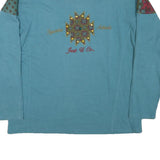JUST U Womens Blue Cotton Blend Crew Neck L Embroidered Zip Sweatshirt