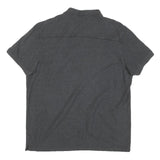 CALVIN KLEIN Mens Grey Short Sleeve Plain L Polo Shirt Cotton Blend Zip Neck