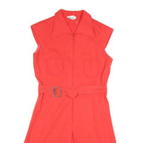COURTELLE Womens Red Sleeveless Day Woven Plain Knee Length M Belted Zip Dress
