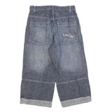 HERE & THERE Mens Shorts Blue Casual Cotton Blend M W30 Relaxed Fit Embroidered