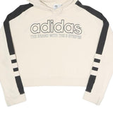 ADIDAS Womens Cream & Black Hoodie UK 8 Cotton Blend Casual Sweatshirt
