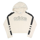ADIDAS Womens Cream & Black Hoodie UK 8 Cotton Blend Casual Sweatshirt