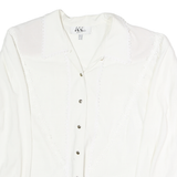 N+L Womens White Blouse Long Sleeve Collared Plain UK 12 Elegant Buttoned