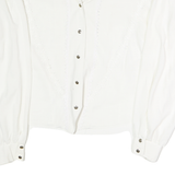 N+L Womens White Blouse Long Sleeve Collared Plain UK 12 Elegant Buttoned