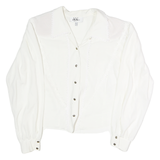 N+L Womens White Blouse Long Sleeve Collared Plain UK 12 Elegant Buttoned