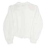 N+L Womens White Blouse Long Sleeve Collared Plain UK 12 Elegant Buttoned