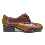 BOUTIQUE Womens Leather Lace-Up Shoes Tan & Burgundy UK 5 Classic Stylish