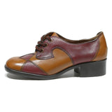 BOUTIQUE Womens Leather Lace-Up Shoes Tan & Burgundy UK 5 Classic Stylish
