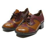 BOUTIQUE Womens Leather Lace-Up Shoes Tan & Burgundy UK 5 Classic Stylish