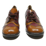 BOUTIQUE Womens Leather Lace-Up Shoes Tan & Burgundy UK 5 Classic Stylish