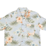 BOCA CLASSICS Mens Blue & Green Floral Silk Shirt L Islandwear Summer Casual
