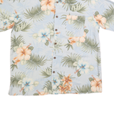 BOCA CLASSICS Mens Blue & Green Floral Silk Shirt L Islandwear Summer Casual
