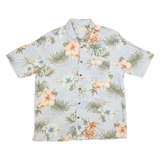 BOCA CLASSICS Mens Blue & Green Floral Silk Shirt L Islandwear Summer Casual