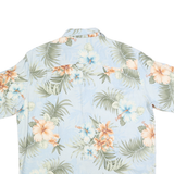 BOCA CLASSICS Mens Blue & Green Floral Silk Shirt L Islandwear Summer Casual