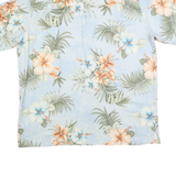 BOCA CLASSICS Mens Blue & Green Floral Silk Shirt L Islandwear Summer Casual