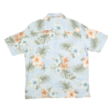 BOCA CLASSICS Mens Blue & Green Floral Silk Shirt L Islandwear Summer Casual