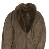 Womens Brown Faux Fur Collar Button Jacket M Polyester Blend Coat Outerwear