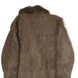 Womens Brown Faux Fur Collar Button Jacket M Polyester Blend Coat Outerwear