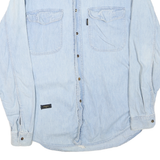VALENTINO Mens Blue Denim Shirt XL Cotton Blend Casual Long Sleeve Pockets