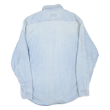 VALENTINO Mens Blue Denim Shirt XL Cotton Blend Casual Long Sleeve Pockets