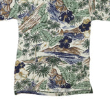 NWT Womens Green & Beige Tropical Floral Short Sleeve Polo Shirt M Cotton Blend