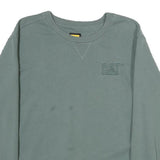 CAT Mens Green Crew Neck M Cotton Logo Sweatshirt Pullover Casual Workwear
