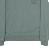 CAT Mens Green Crew Neck M Cotton Logo Sweatshirt Pullover Casual Workwear