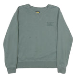 CAT Mens Green Crew Neck M Cotton Logo Sweatshirt Pullover Casual Workwear