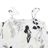 GUESS Womens White Black Floral Printed Cropped Sleeveless Scoop Neck Top S