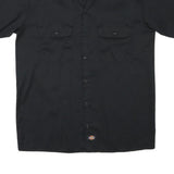DICKIES Mens Black Work Shirt Cotton Blend M Two Pockets Short Sleeve
