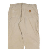 CARHARTT Mens Relaxed Beige Workwear Trousers W38 L32 Cotton Blend Zip