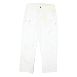 DICKIES Mens Cotton Blend White Regular Straight Trousers W33 L30 Workwear
