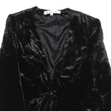 PAUL ALEXANDER Womens Black Velvet Long Sleeve V-Neck Top S Elegant Soft Feel