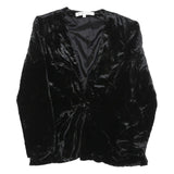 PAUL ALEXANDER Womens Black Velvet Long Sleeve V-Neck Top S Elegant Soft Feel