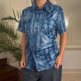 Yaz Gato Short Sleeve Shirt - Large Blue Polyester