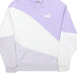 PUMA Womens Purple & White Colourblock Pullover Hoodie XS Casual Cotton Blend