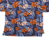 COLLEGE CLASSICS Mens Blue & Orange Floral Short Sleeve Polo Shirt XL Cotton