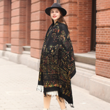 Anyyou 100% Merino Wool Brown Creative Pattern Silk Satin Large Winter Scarf Pashmina Shawl Bandana Perfect For Women Ladies Fashion Style