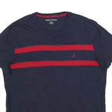 NAUTICA Mens Navy Blue & Red Graphic T-Shirt XL Short Sleeve Crew Neck