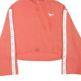 REEBOK Womens Orange Cotton Blend Pullover Hoodie S Branded Stripe Sleeve
