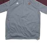ADIDAS Mens Grey & Maroon Sports Logo 1/4 Zip L Sweatshirt Athletic Pullover