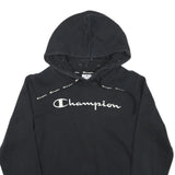 CHAMPION Womens Black Hoodie L Cotton Blend Pullover Logo Hooded Sweatshirt