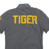 REPLAY Mens Grey & Yellow Tiger Short Sleeve Shirt S Cotton Blend Casual