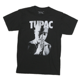 2PAC Mens Black Graphic T-Shirt S Short Sleeve Crew Neck Cotton Blend