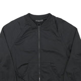 GUESS Womens Black Jacket M Polyester Blend Zip Plain Logo Banded Sleeve