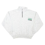 Mens White 1/4 Zip Sweatshirt M Cotton Blend Casual Pullover Comfort